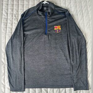 Barcelona Men's L Performance Gray Long Sleeve 1/4 Zip Pullover AthleticWear EUC
